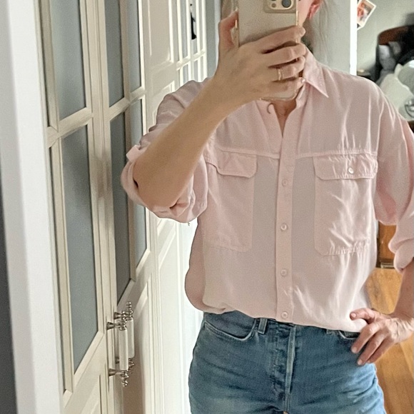 Aritzia Babaton Utility Button-Up Shirt - Size Small - Pink - Picture 4 of 8